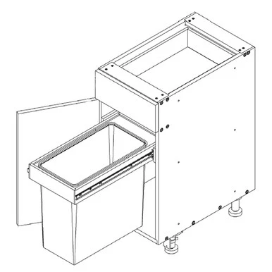 Base 18 W X 34-1/2 H X 27 D – Standard Series by Open Air Cabinets (Trash Pull-Out 1 Bin)
