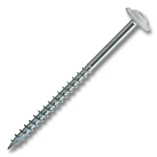 #10 Screw Round Washer #2 Combo Double Auger Coarse Thread 3″ Long White, Multiples of 100
