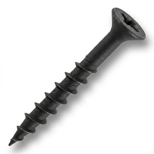 #8 Screw Flat Head With Nibs Combo Drive Coarse Thread Type 17 Point 1-1/4" Black, Multiples of 100