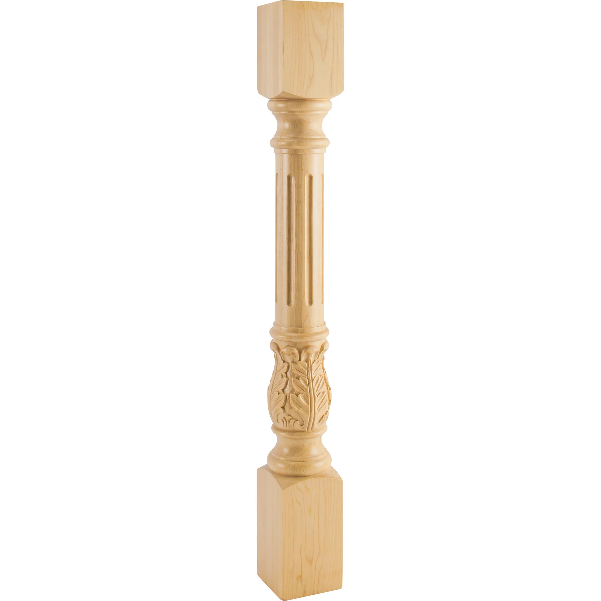Hardware Resources Fluted Round Acanthus Post Maple 35-1/2″ Length 4″ Width
