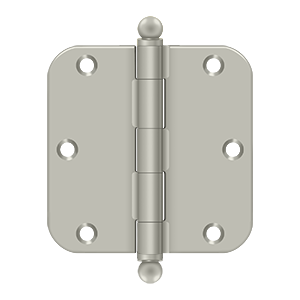 Deltana 3-1/2” x 3-1/2” Hinge With Ball Tips, Thickness .085” Satin Nickel 5/8″ Radius