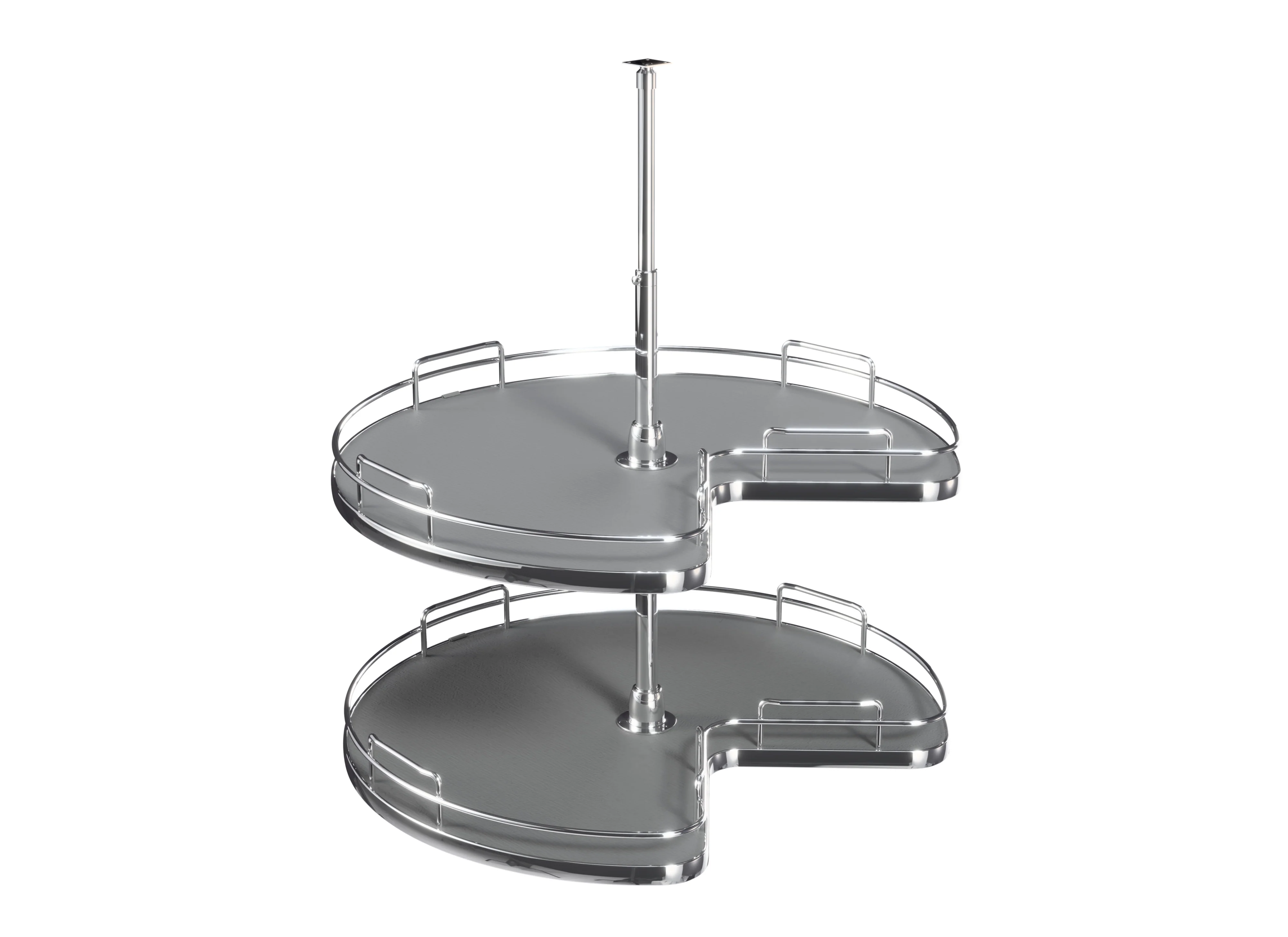 Rev-a-shelf Solid Bottom Kidney-Shaped 2 Shelf Lazy Susan, 28″