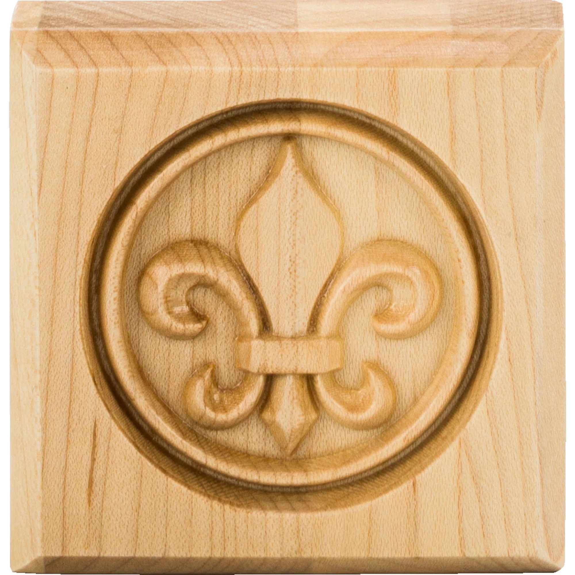 Hardware Resources Fleur-de-lis Rosette Rubberwood 3″ Length
