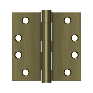 Deltana 4” x 4” Heavy Duty Square Hinge, Thickness .129”, Antique Brass
