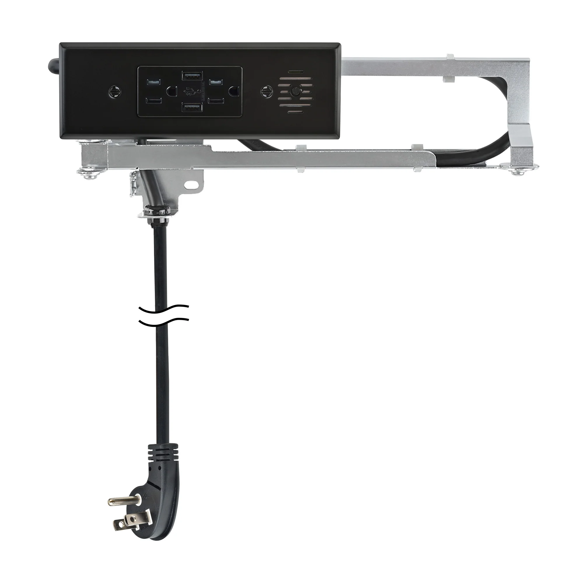Docking Drawer Blade In-Drawer Outlet, Integrated Safety Shutoff, (2) Usb-A & (2) 15 Amp Ac, Black