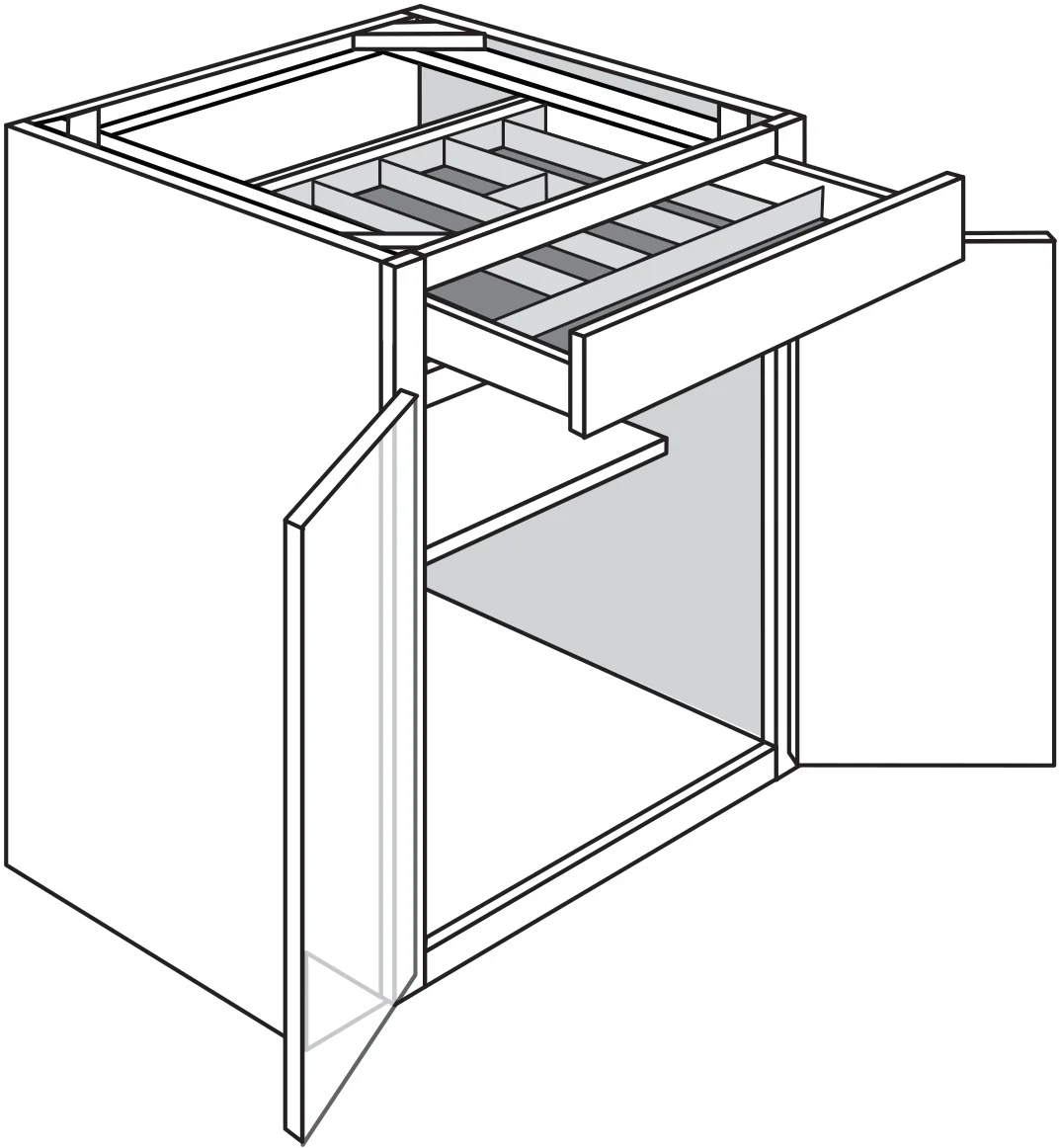 Base w/ Utility Tray 24 W X 34-1/2 H X 24 D – Essex Oak by JSI