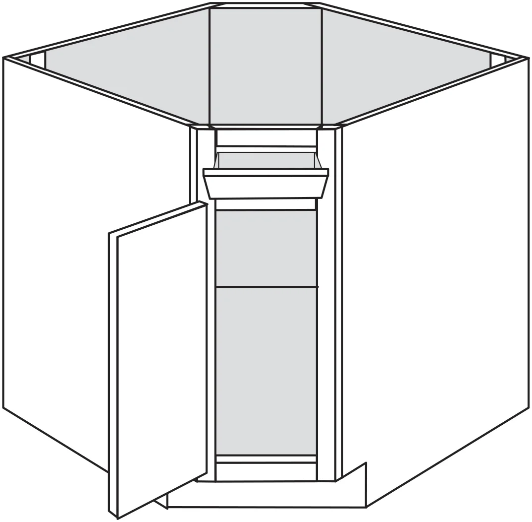 Diagonal Sink Base w/ tilt-out 36 W X 34-1/2 H X 36 D – Trenton Recessed by JSI