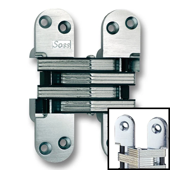 SOSS Hinge 220 Fire Rated 2″ Minimum Thickness, Satin Chrome