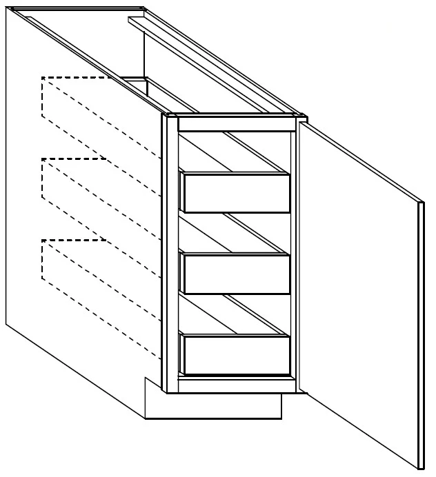 Base w/ Full-Height & 3 Roll Out Tray Cabinet 15 W X 34-1/2 H X 24 D – Rainier Paint by Legend