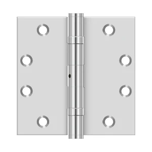 Deltana Stainless Steel Hinge, Ball Bearing, Non-Removable Pin, Polished Stainless Steel, 4.5″x 4.5″