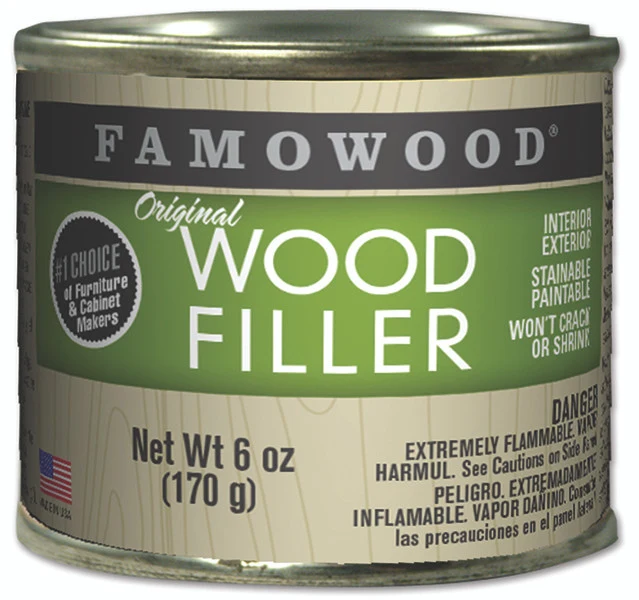 FamoWood Putty Solvent-Based, Ash, 1/4 Pint, Multiples of 6