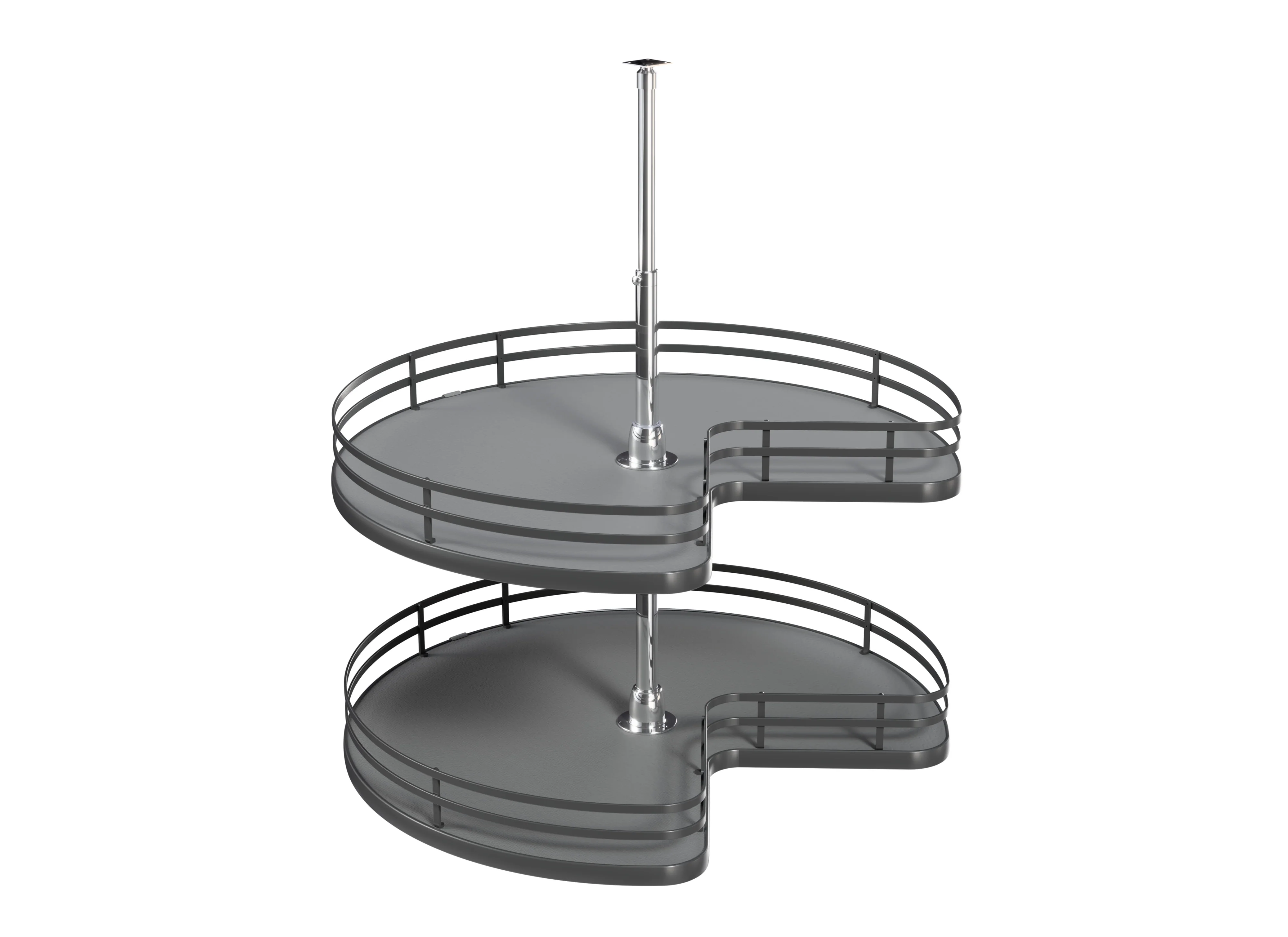 Rev-a-shelf Solid Bottom Kidney-Shaped 2 Shelf Lazy Susan, 28″