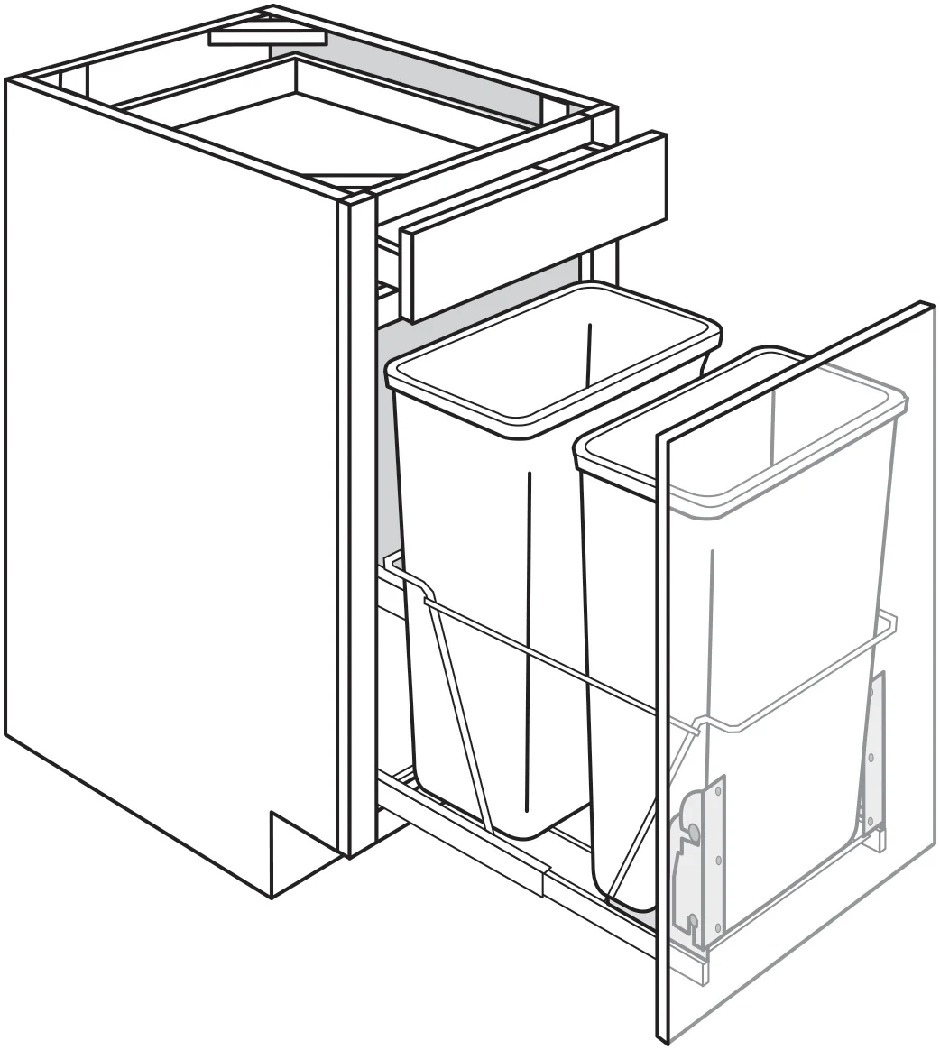 Base Cabinet w/ 2 Waste Baskets 18 W X 34-1/2 H X 24 D - Rustic Denali Stain by Legend