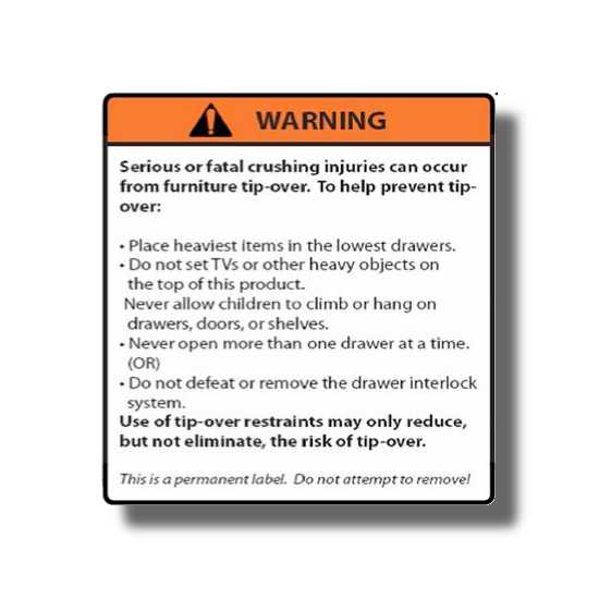 Warning Label for Anti-Tipping Kit