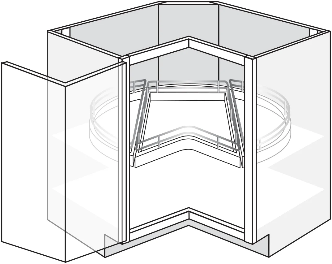 Lazy Susan Base w/ 1 Drawer 36 W X 34-1/2 H X 24 D (TOP) – Trenton Slab by JSI