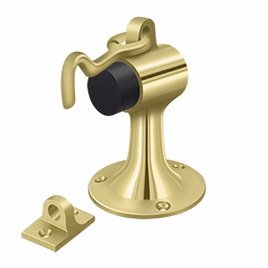 Deltana Floor Mount Bumper With Holder, Polished Brass, Floor Mount