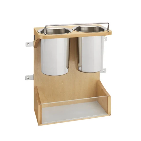 Natural Maple Two Container Appliance Door Rack For Base Vanity 15″