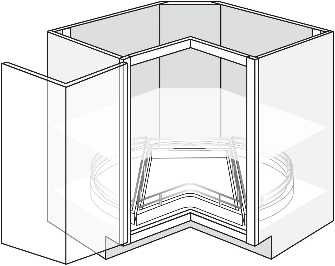 Lazy Susan Base w/ 1 Drawer 36 W X 34-1/2 H X 24 D (TOP) – Trenton Slab by JSI