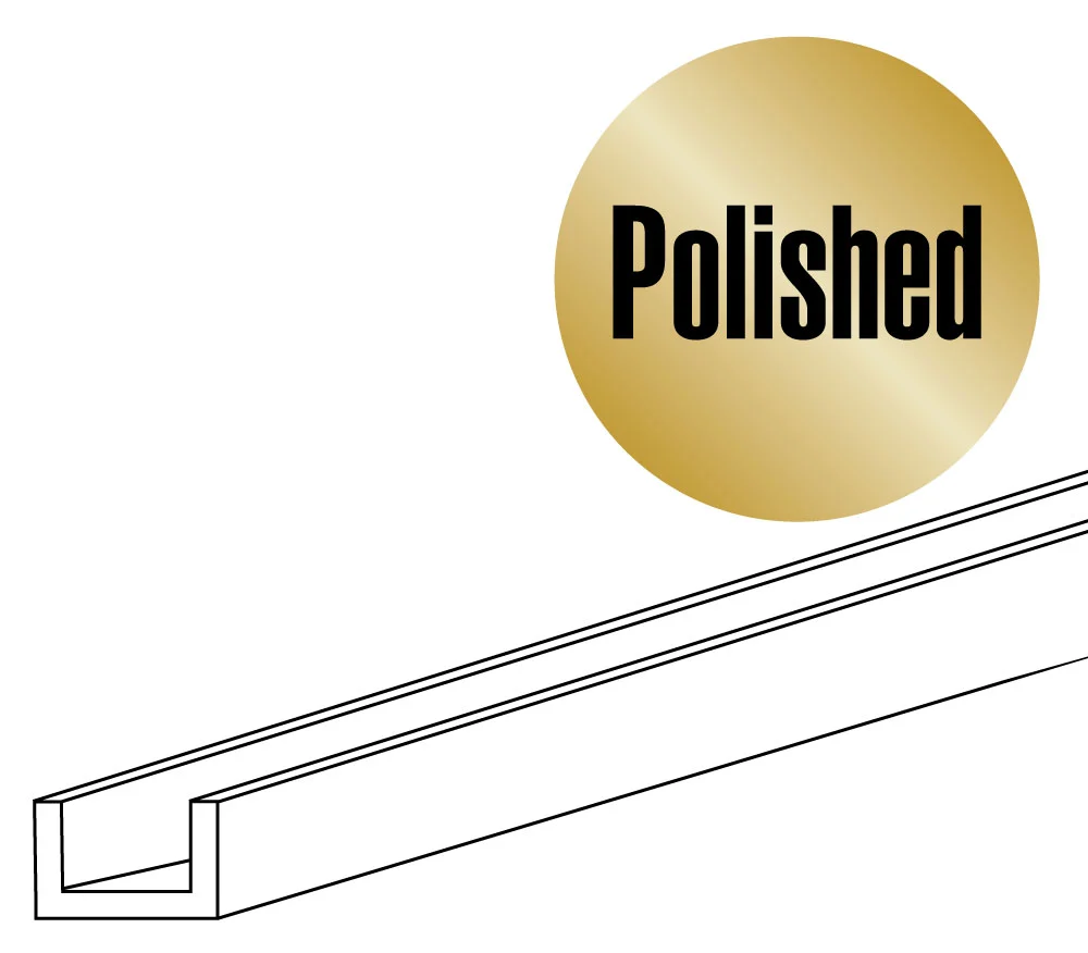 Solid Brass Channel for 3/4″ Tubing Polished Brass